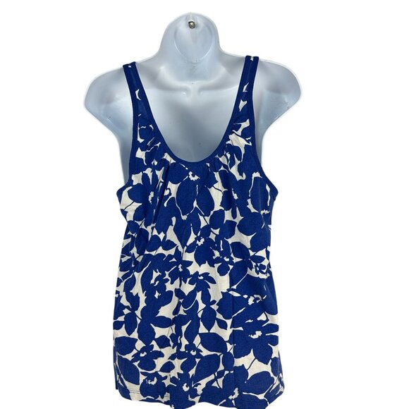 Aerie Womens Size M Floral Print Blue White Tank Top Sleeveless Casual - Picture 2 of 4